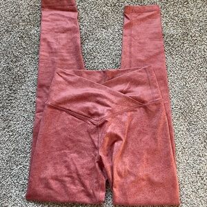 Small Aerie pink leather-like leggings